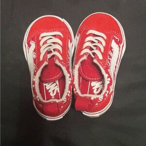 Vans Kids Red and White Sneakers
